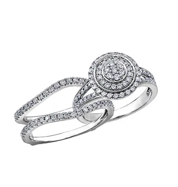 14K White Gold (0.34ct) Pavee Set Diamond Ring Jacket / Enhancer