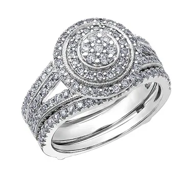 14K White Gold (0.34ct) Pavee Set Diamond Ring Jacket / Enhancer