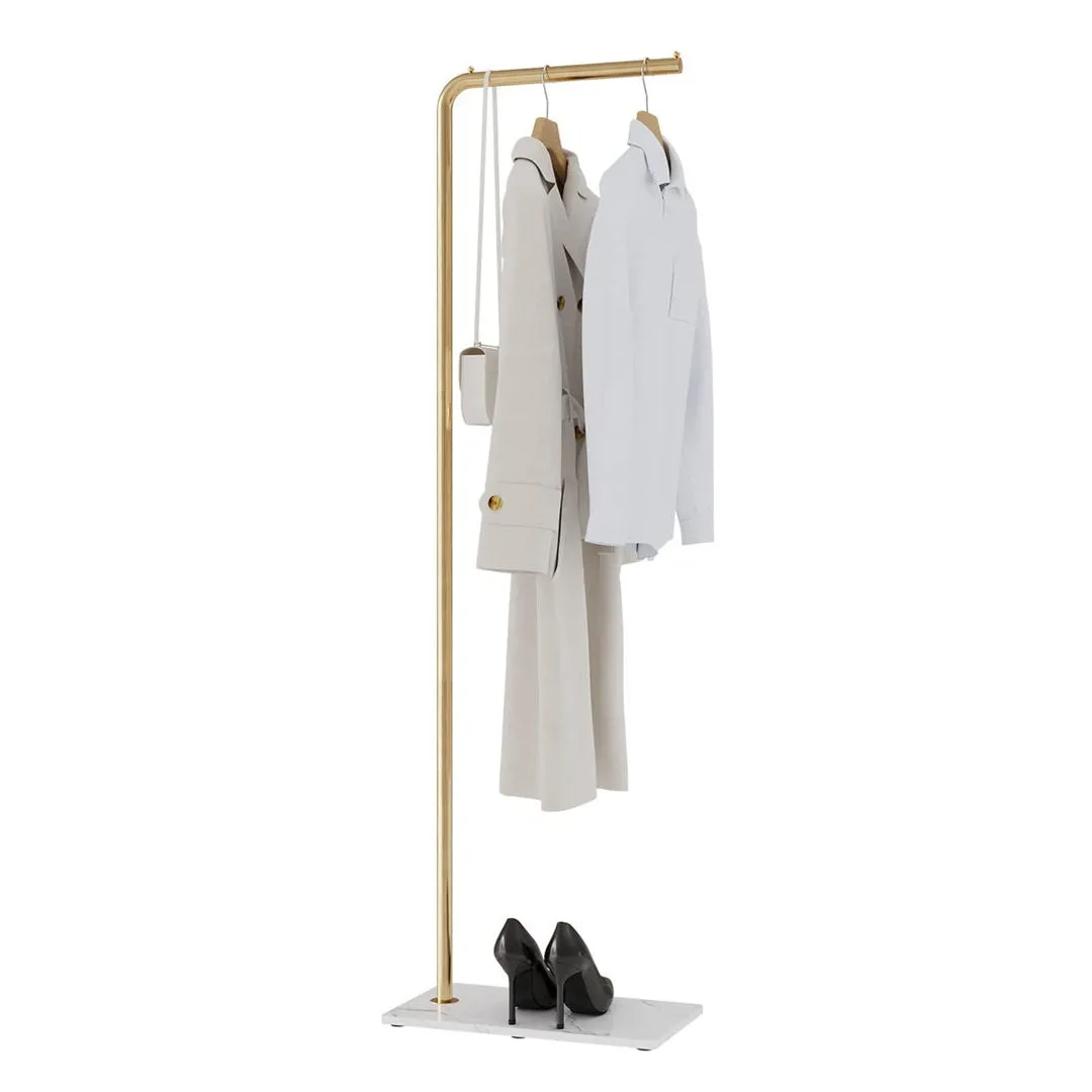 18'' Wide Metal Freestanding Coat Rack Everly Quinn Color: Gold