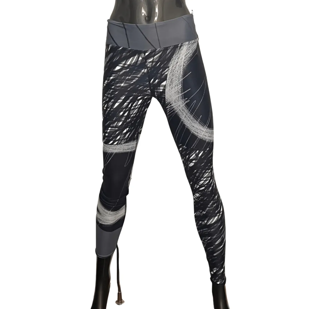 Abstract Print Black & Grey Leggings