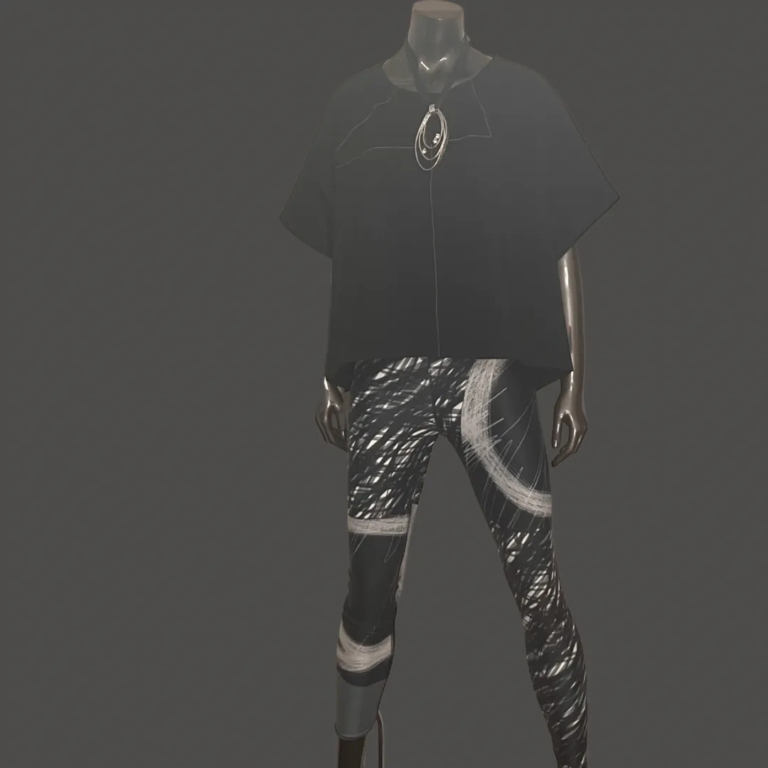 Abstract Print Black & Grey Leggings