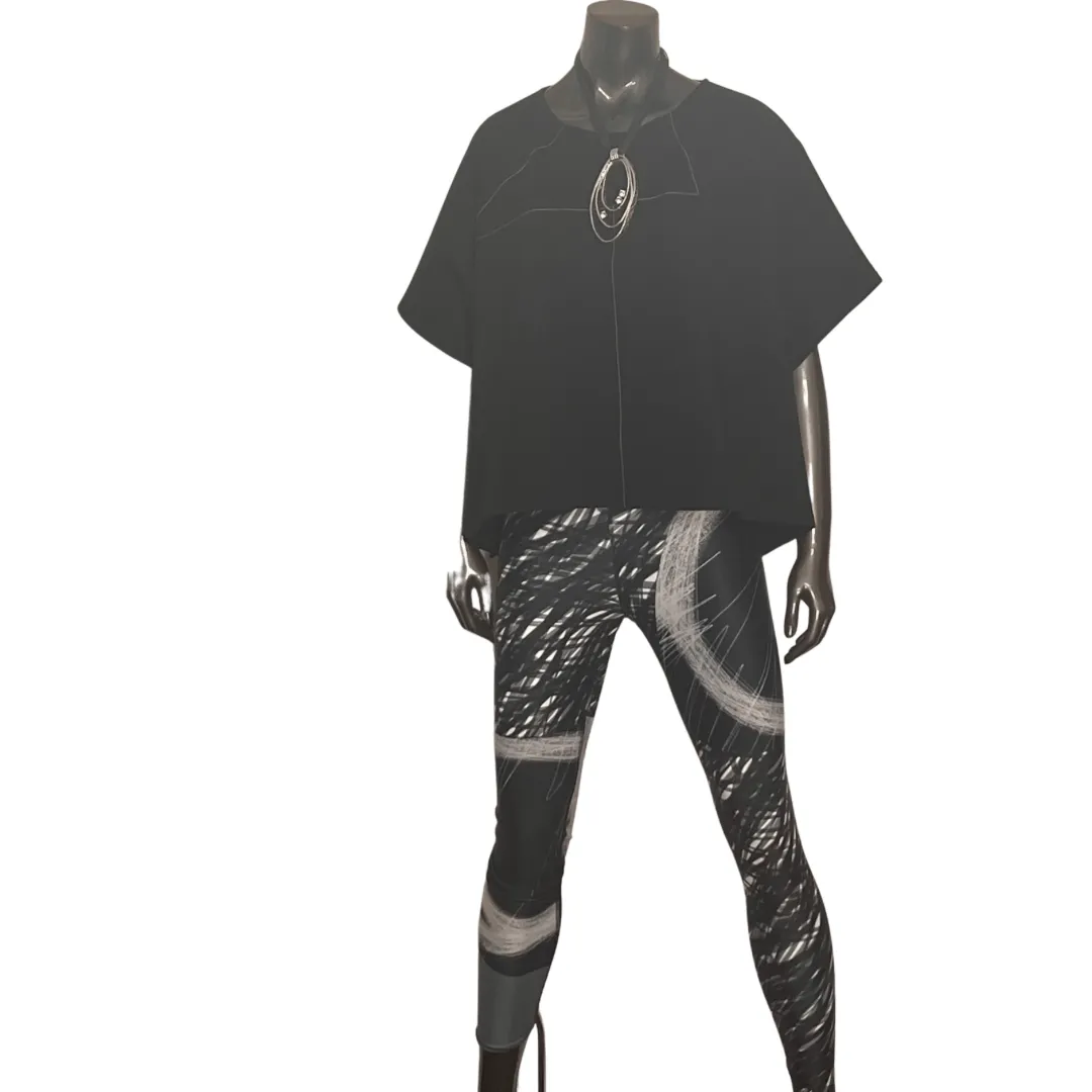 Abstract Print Black & Grey Leggings