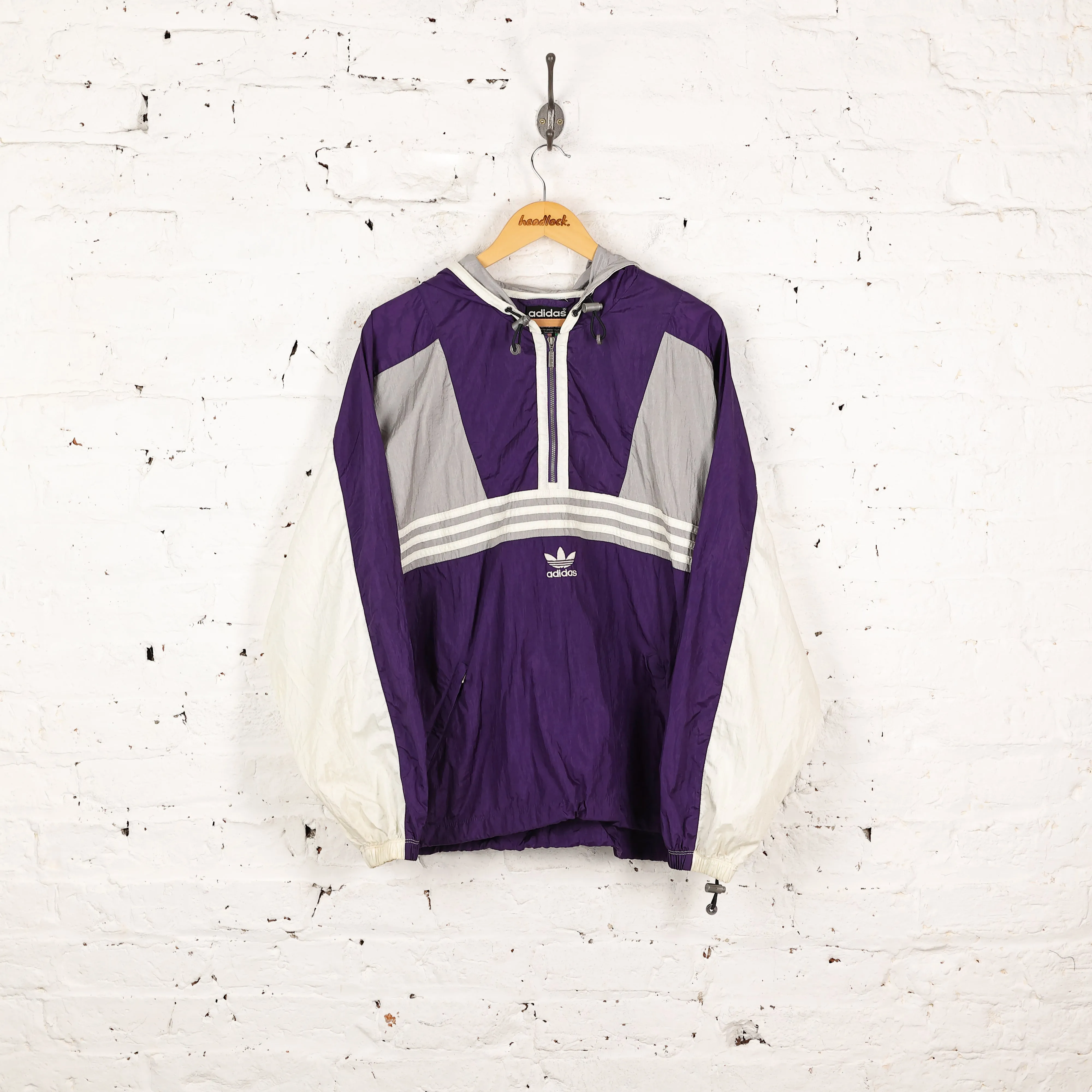 Adidas 90s Hooded Shell Windbreaker Jacket - Purple - L