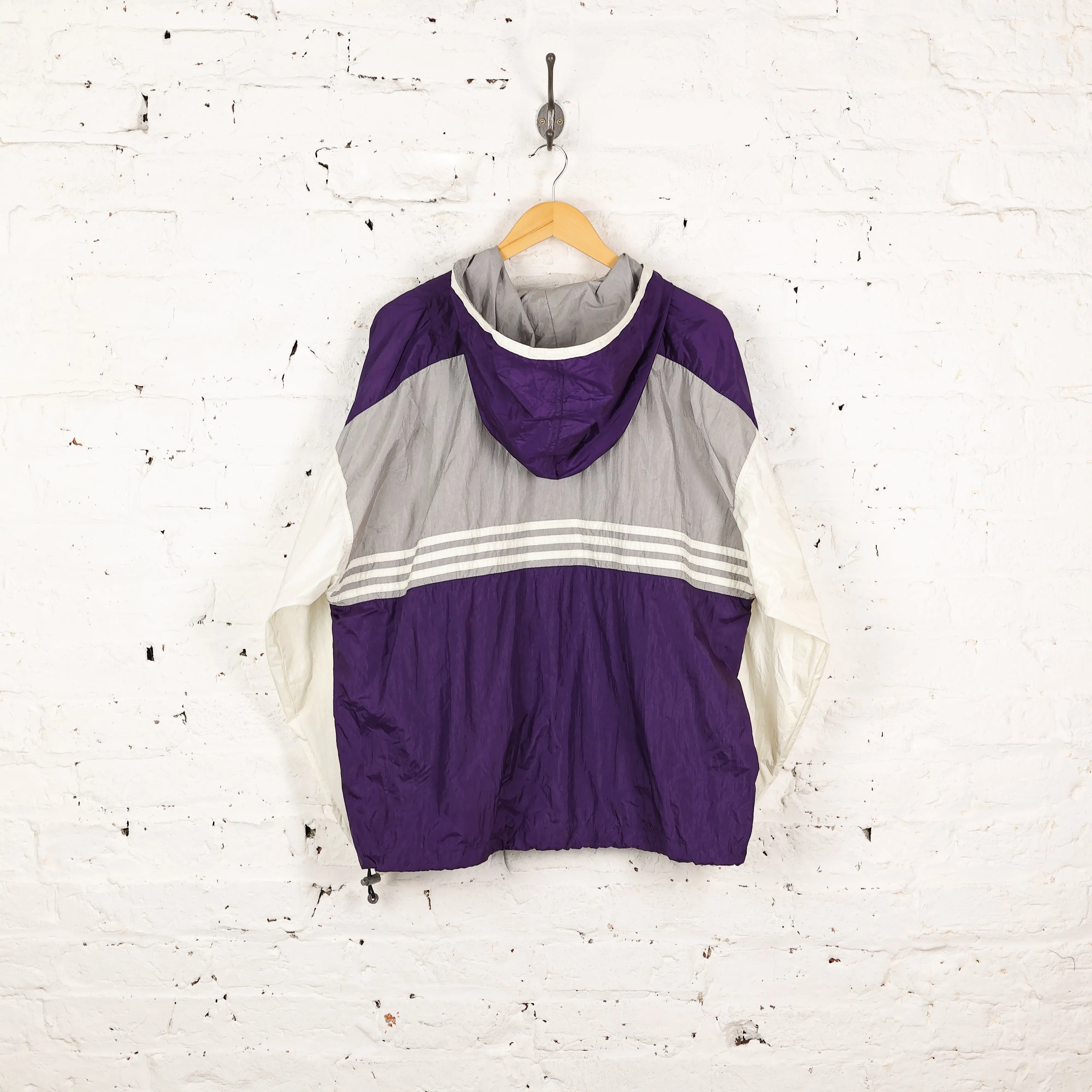Adidas 90s Hooded Shell Windbreaker Jacket - Purple - L