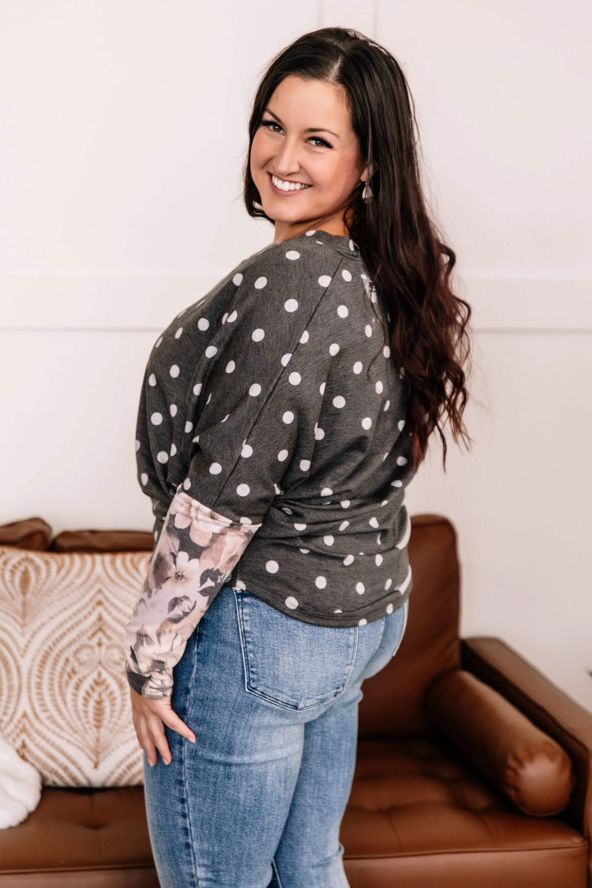 All In Good Time Top In Blush And Gray