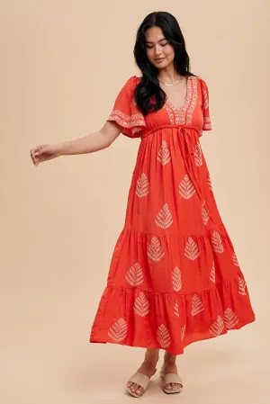 ALL OVER EMBROIDERED MAXI DRESS