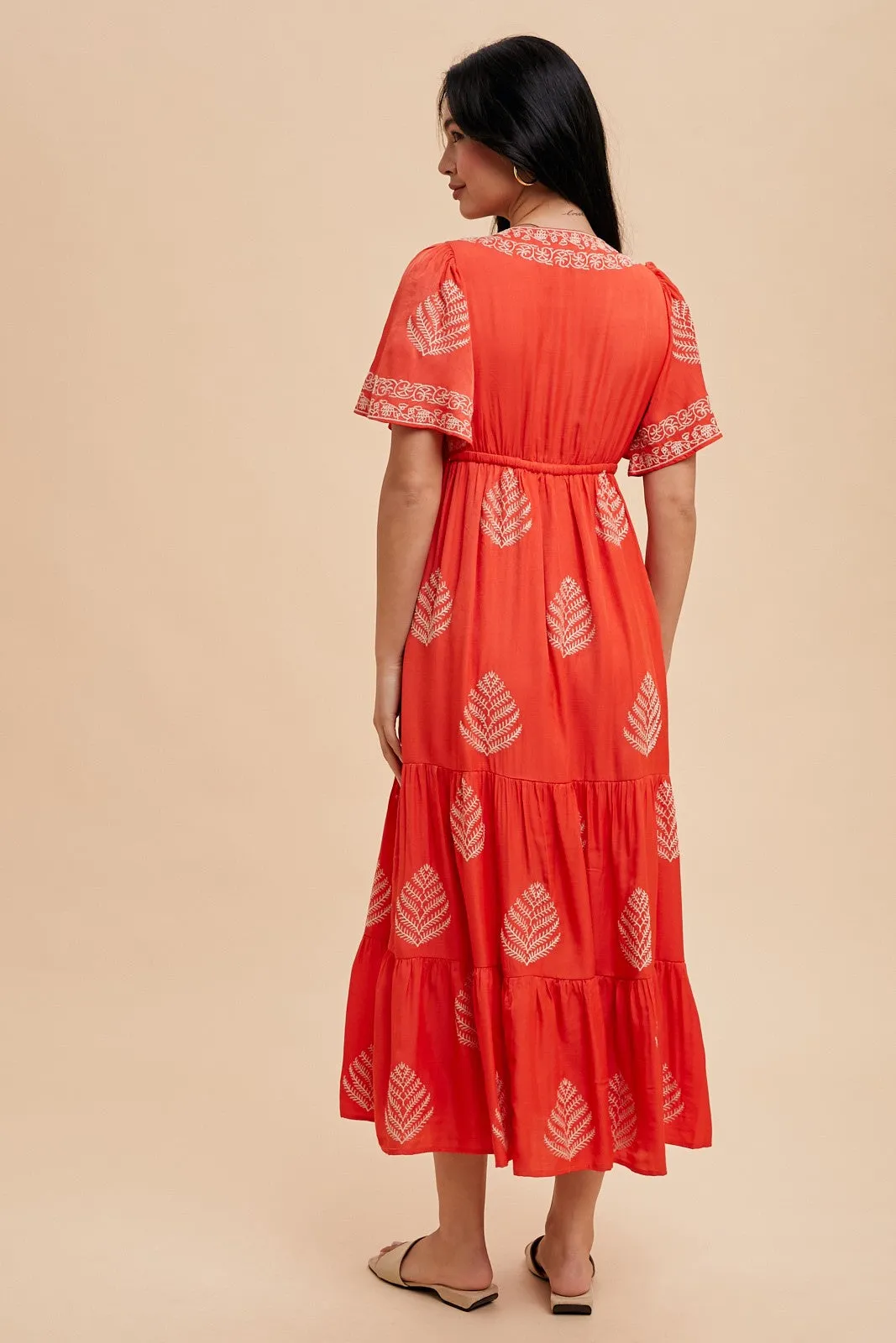 ALL OVER EMBROIDERED MAXI DRESS