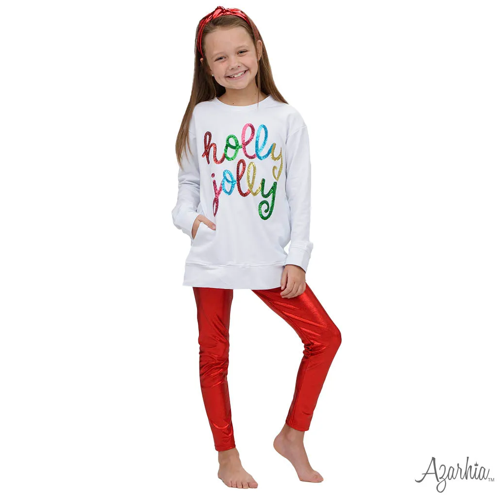 Azarhia Shimmer Leggings Red