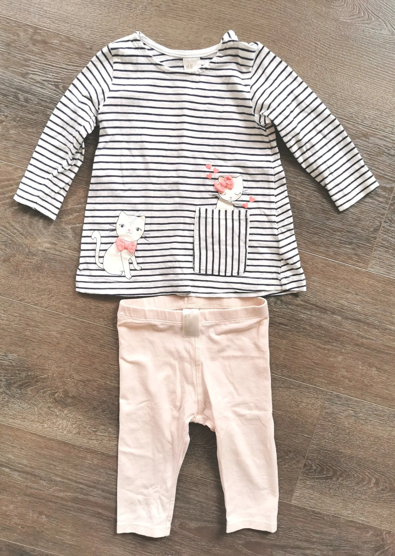 BABY GIRL SIZE 6/9 MONTHS - H&M, Matching 2 Piece Outfit EUC B38