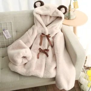 Bear ears winter lamb plush cute jacket UB3498