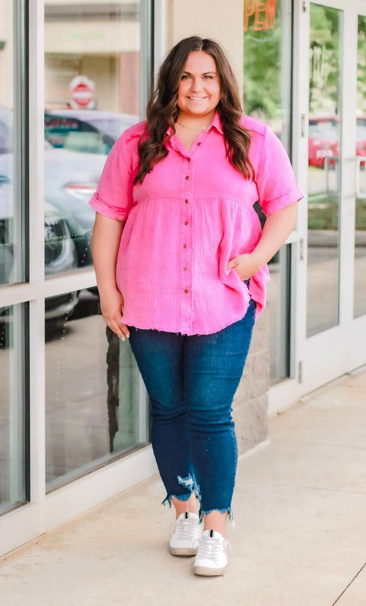 Better Keep Up Tunic in Hot Pink
