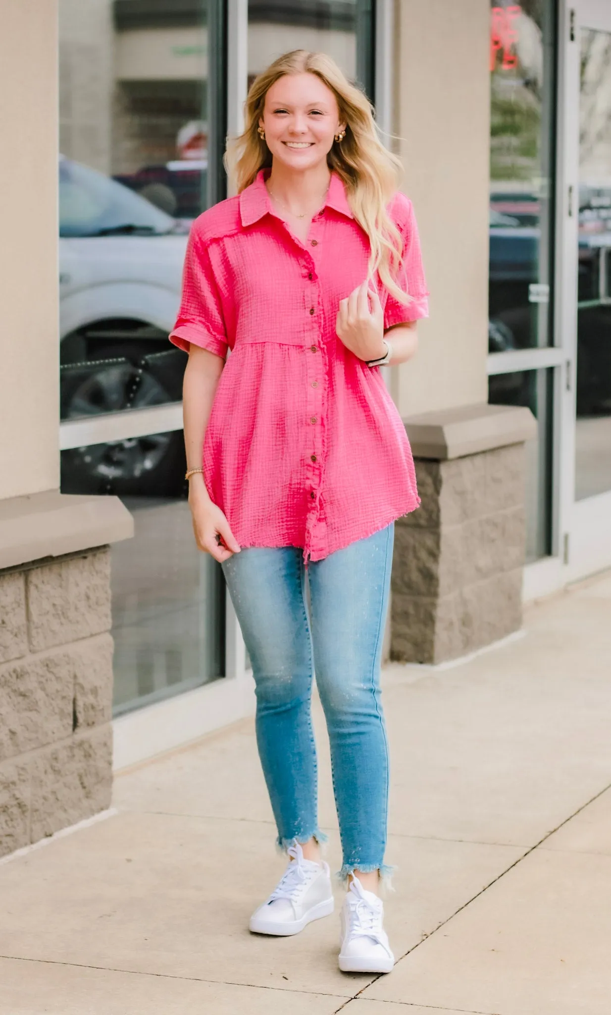Better Keep Up Tunic in Hot Pink