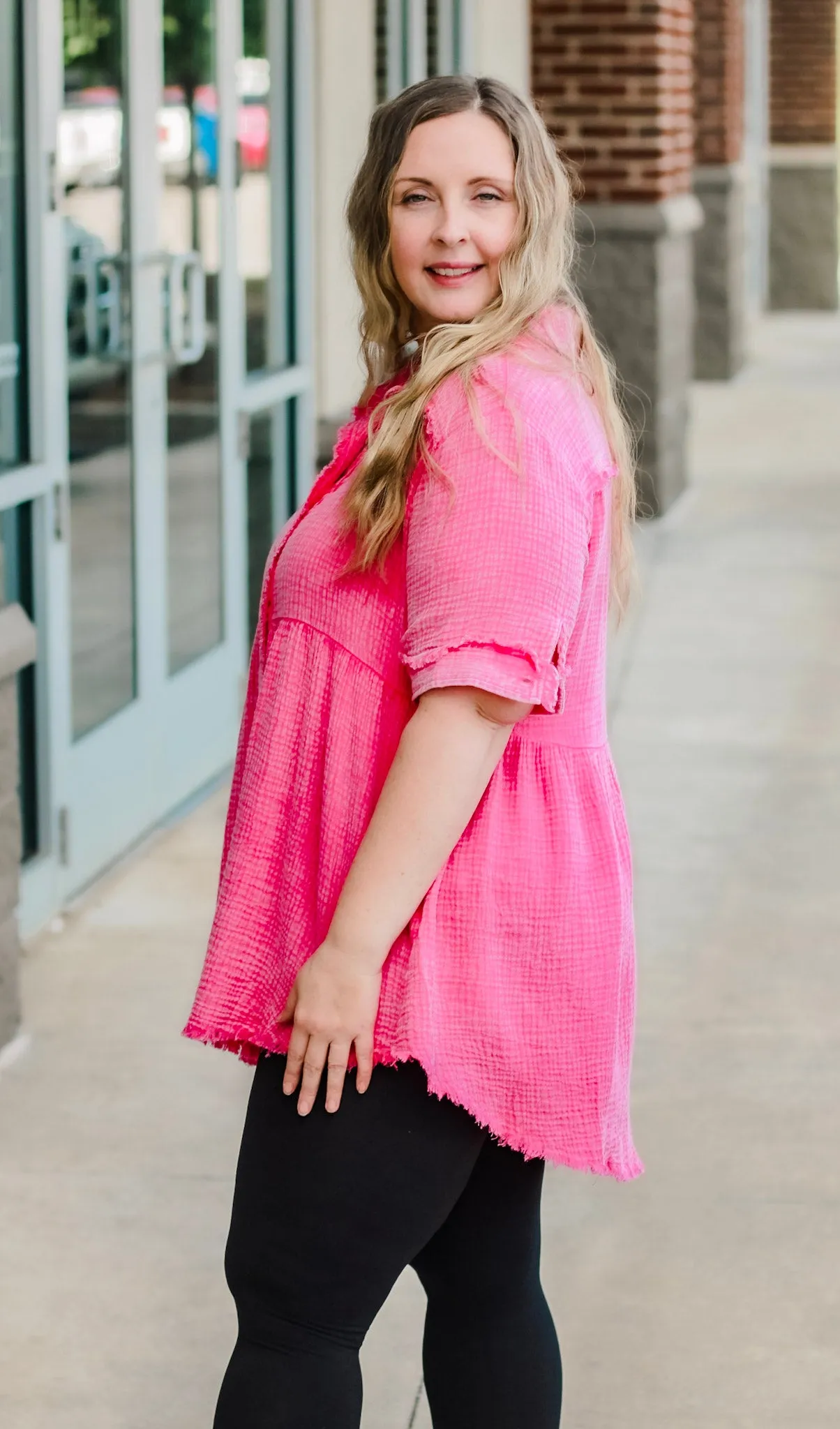Better Keep Up Tunic in Hot Pink
