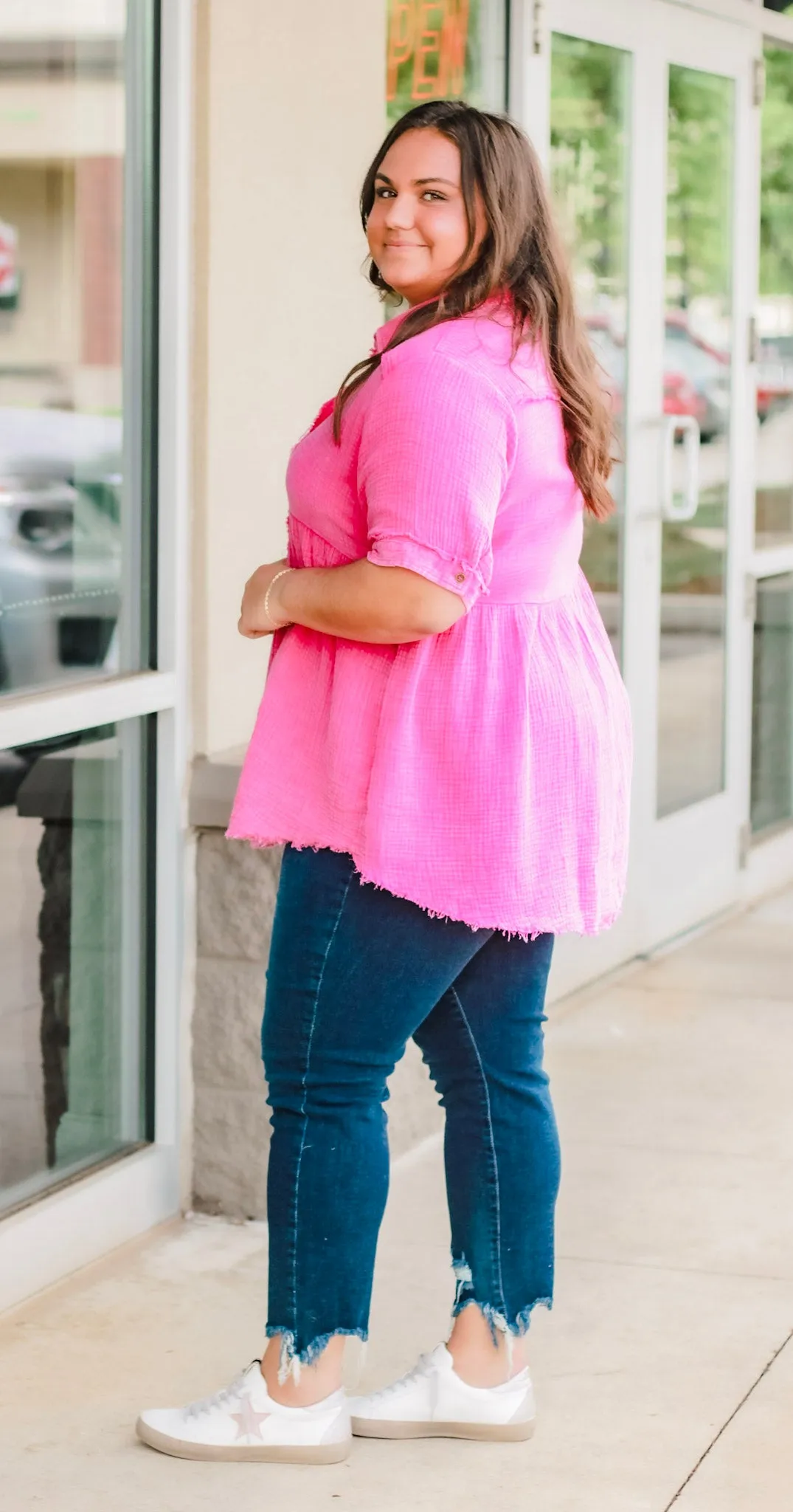 Better Keep Up Tunic in Hot Pink