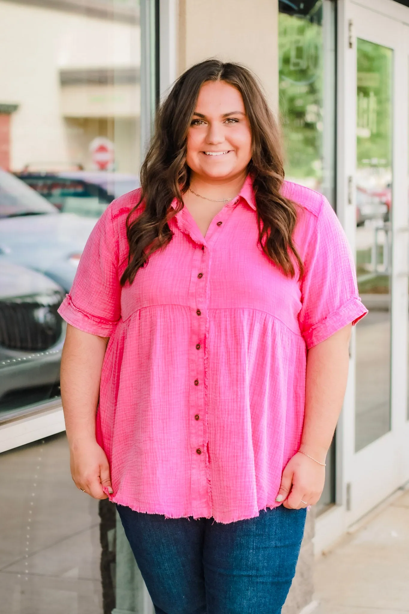 Better Keep Up Tunic in Hot Pink