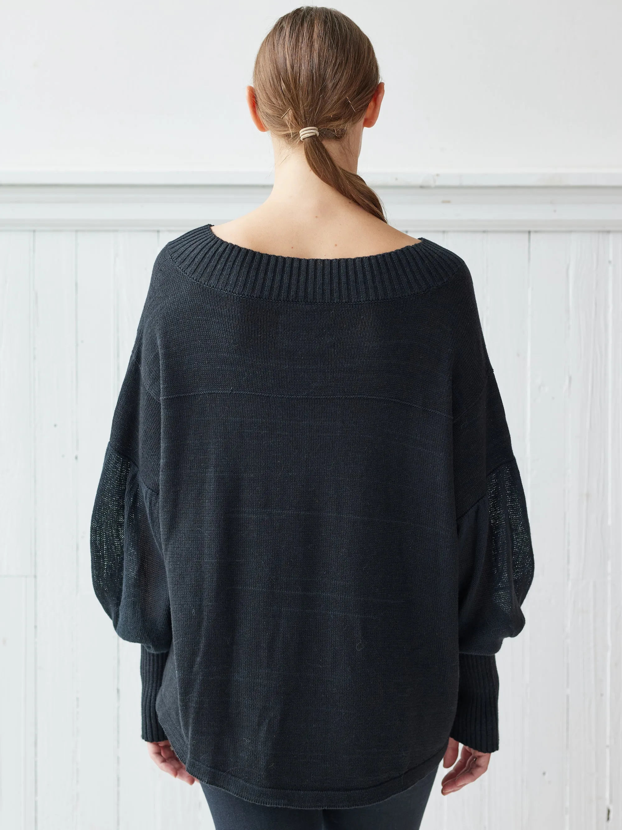 black peasant knit top