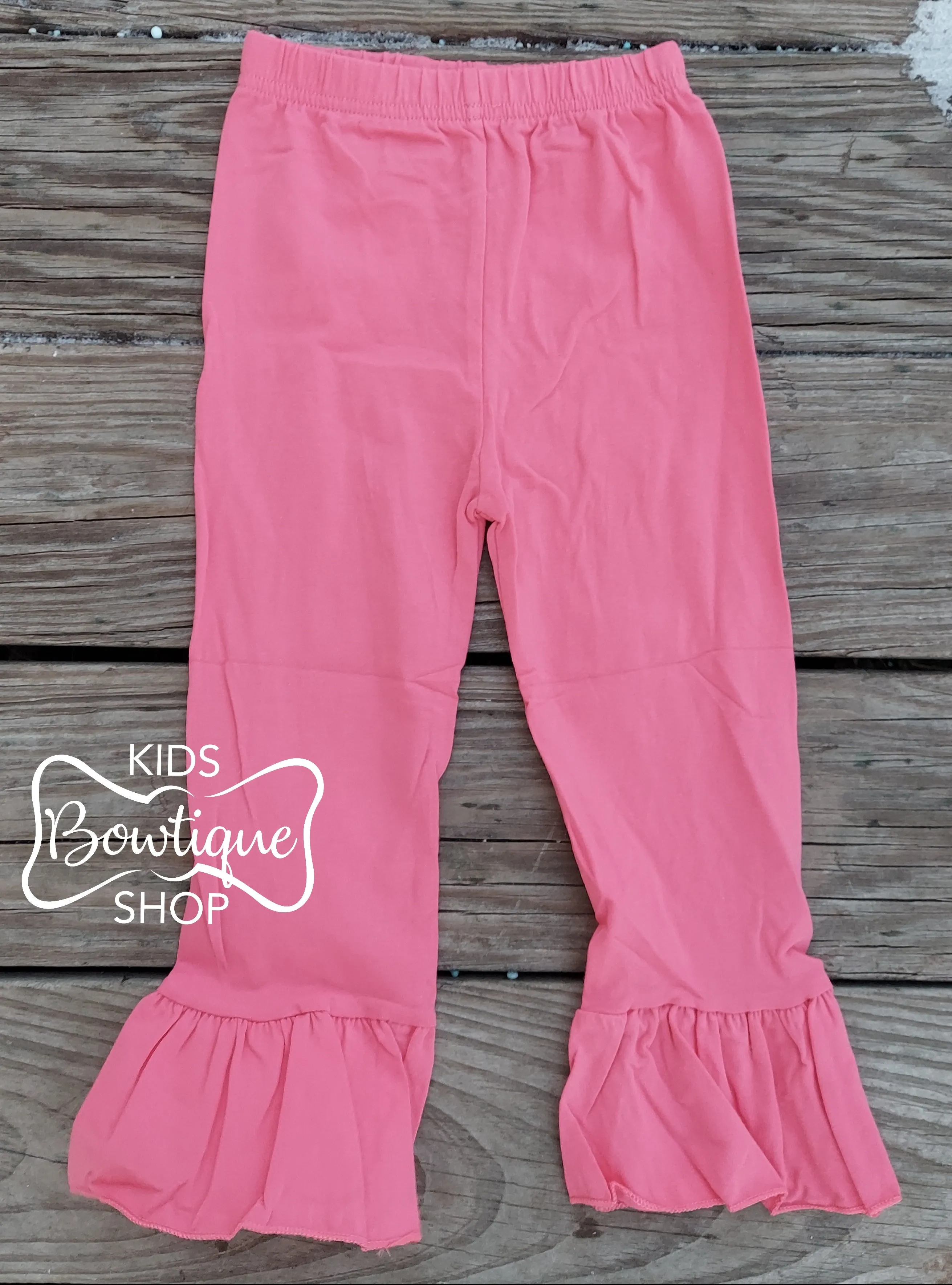 Bright Pink Cotton Ruffle Leggings