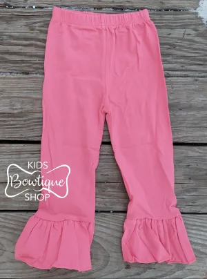 Bright Pink Cotton Ruffle Leggings