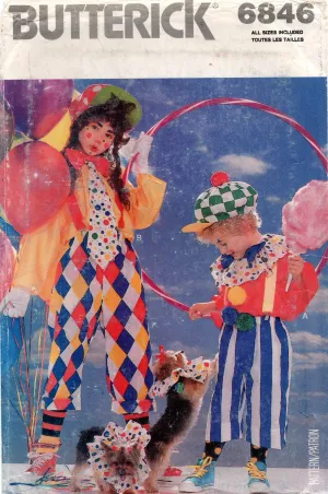 Butterick 6846 Boys & Girls Clown Costumes 1980s Vintage Sewing Pattern Sizes 4 - 14 UNCUT Factory Folded