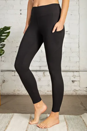 Buttery Soft Full Length Leggings In Black With Side Pockets