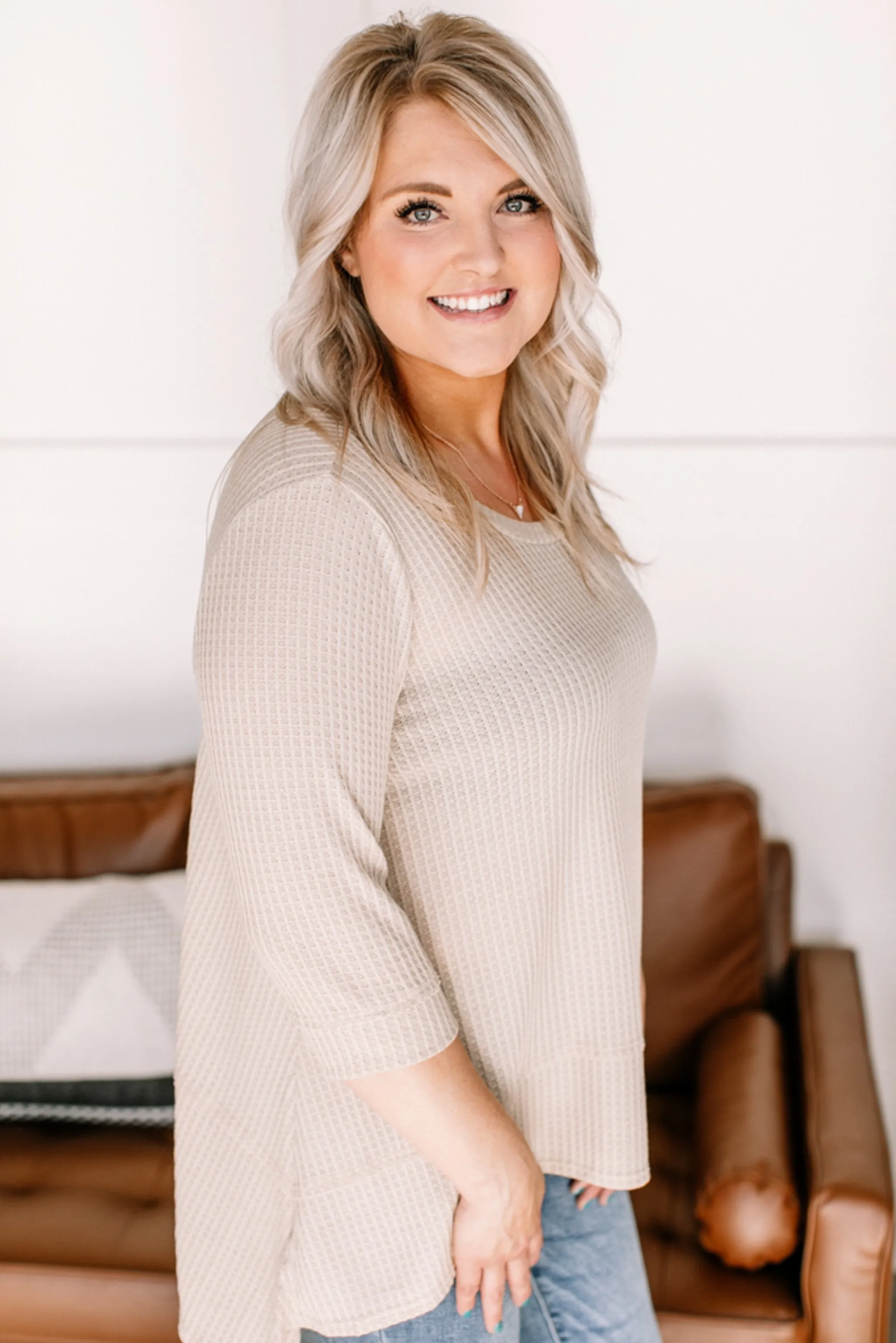 Carry A Tunic In Natural Waffle Knit