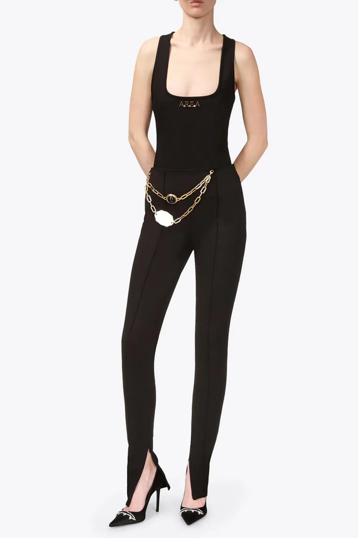 Chain Plate Belt Legging in Black