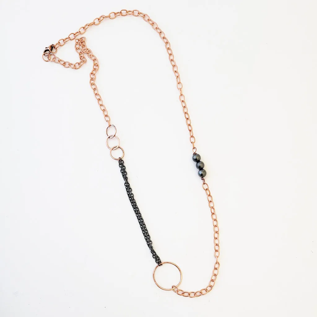 Charcoal and Copper Harmony - Long Necklace