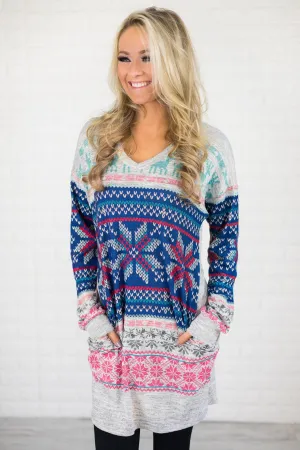 Cheerful in Pink & Blue Tunic Top