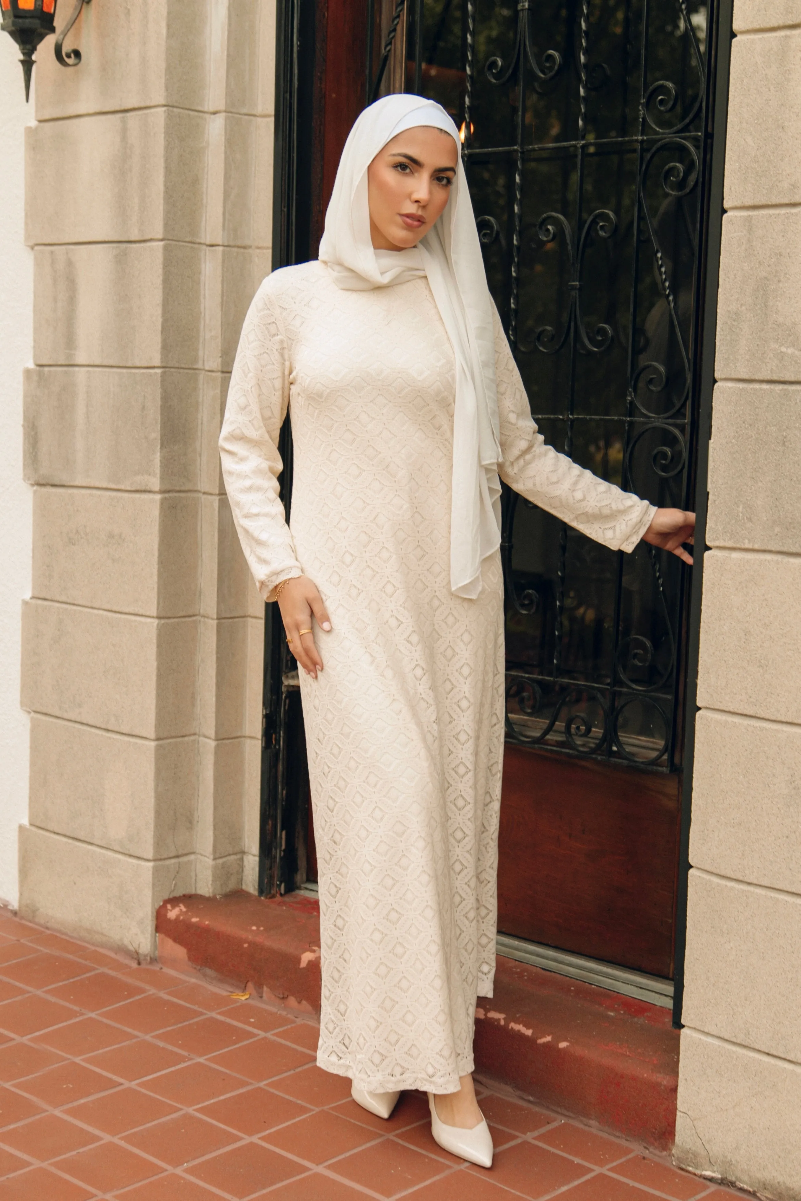 Chemise Lace Maxi Gown - Alabaster