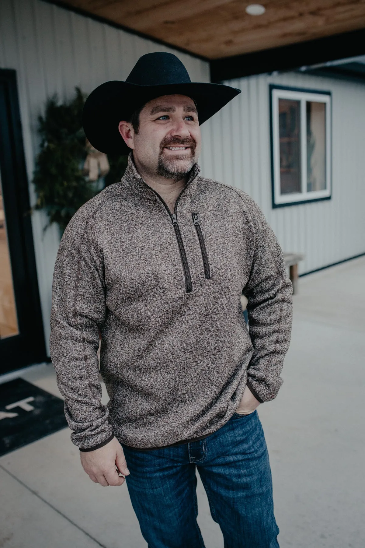 'Clade' Brown Herringbone Sweater by Stetson (S ONLY)