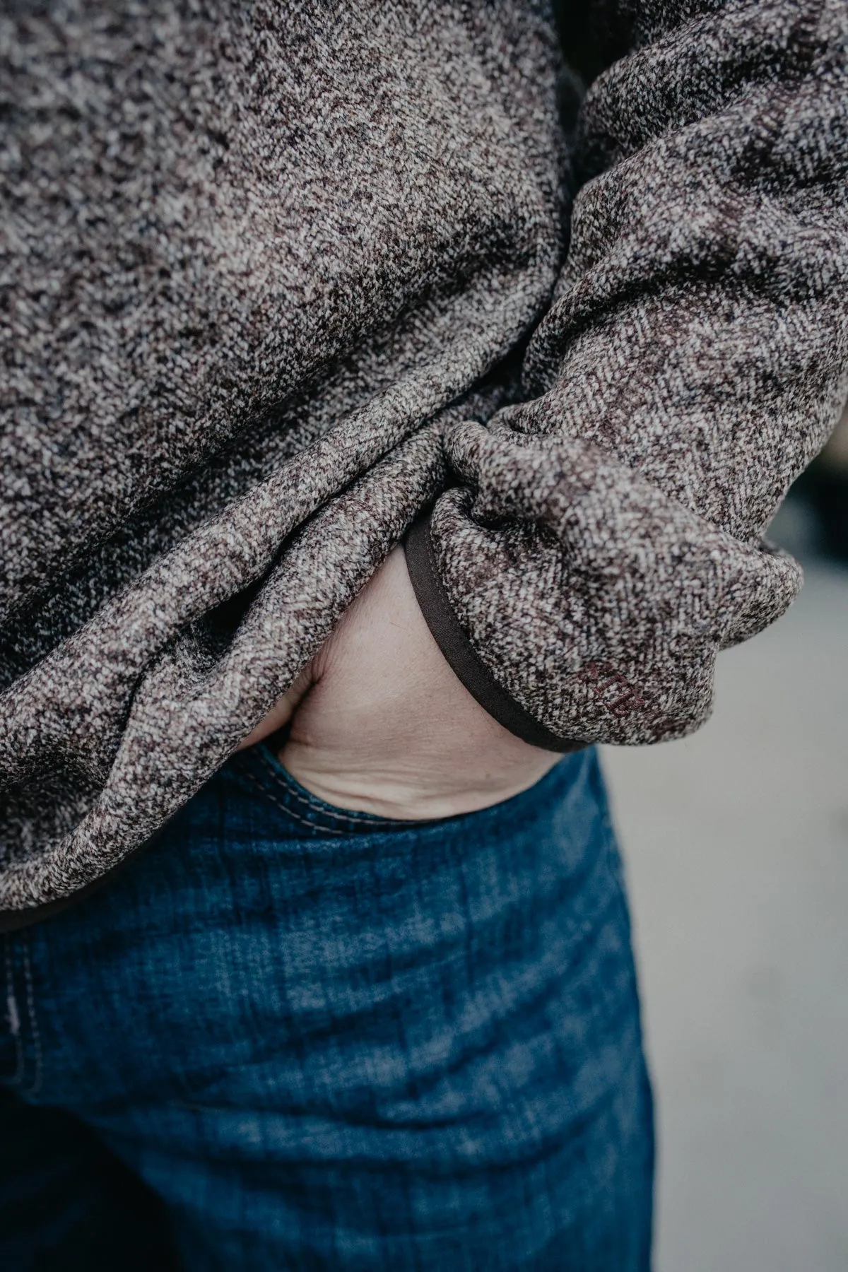 'Clade' Brown Herringbone Sweater by Stetson (S ONLY)