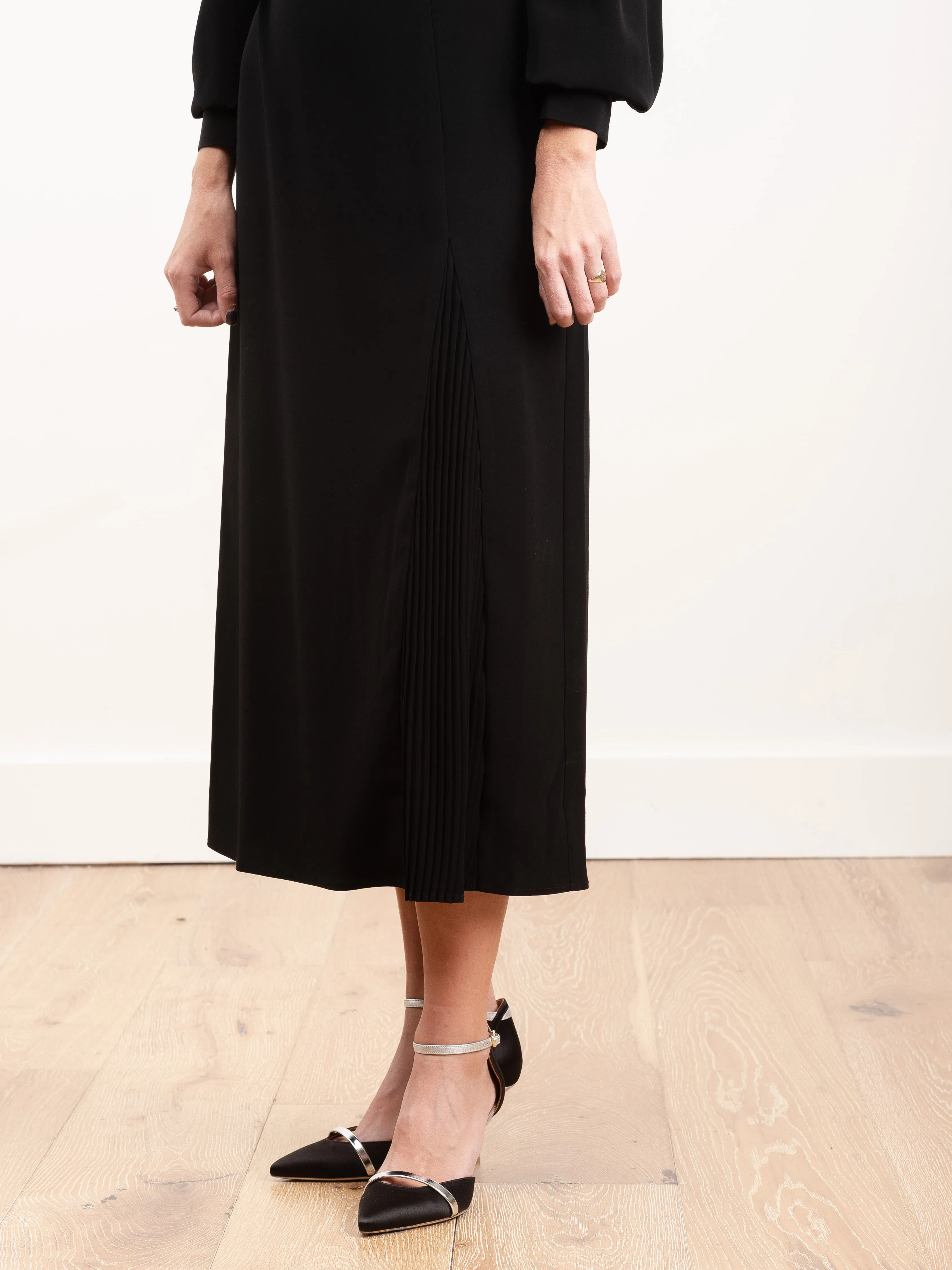 crepe inverted pleat dress