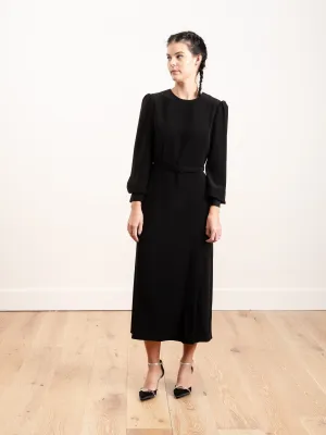 crepe inverted pleat dress