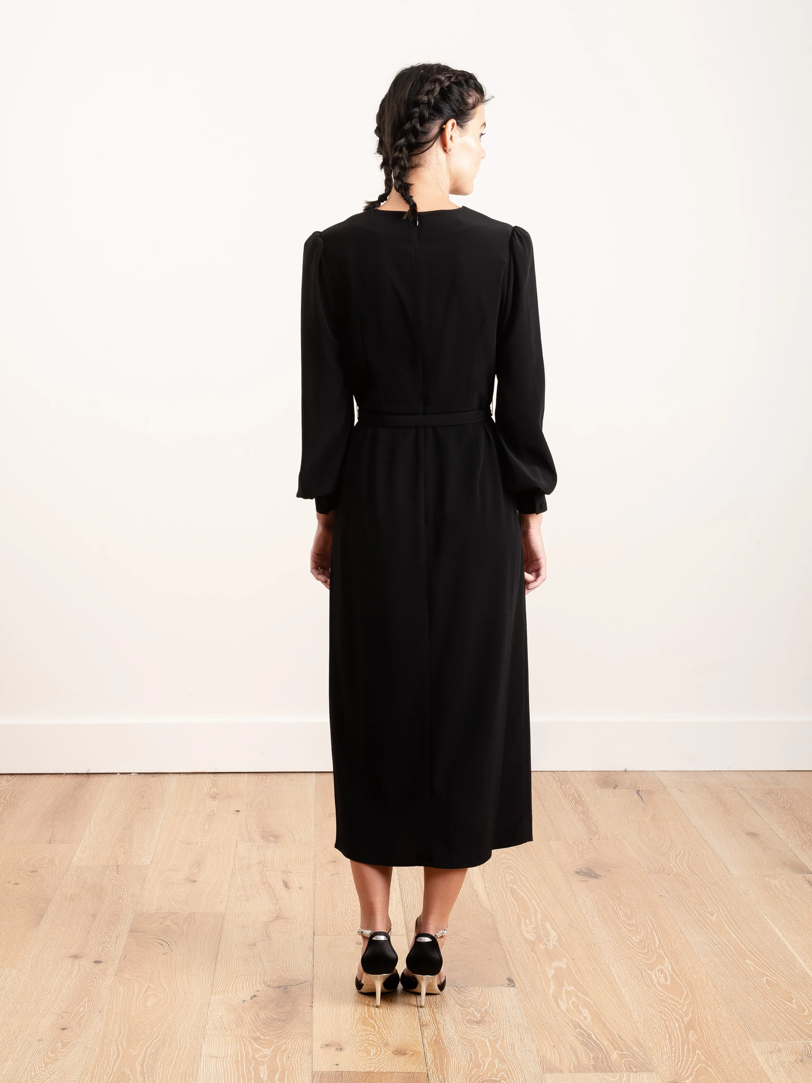 crepe inverted pleat dress
