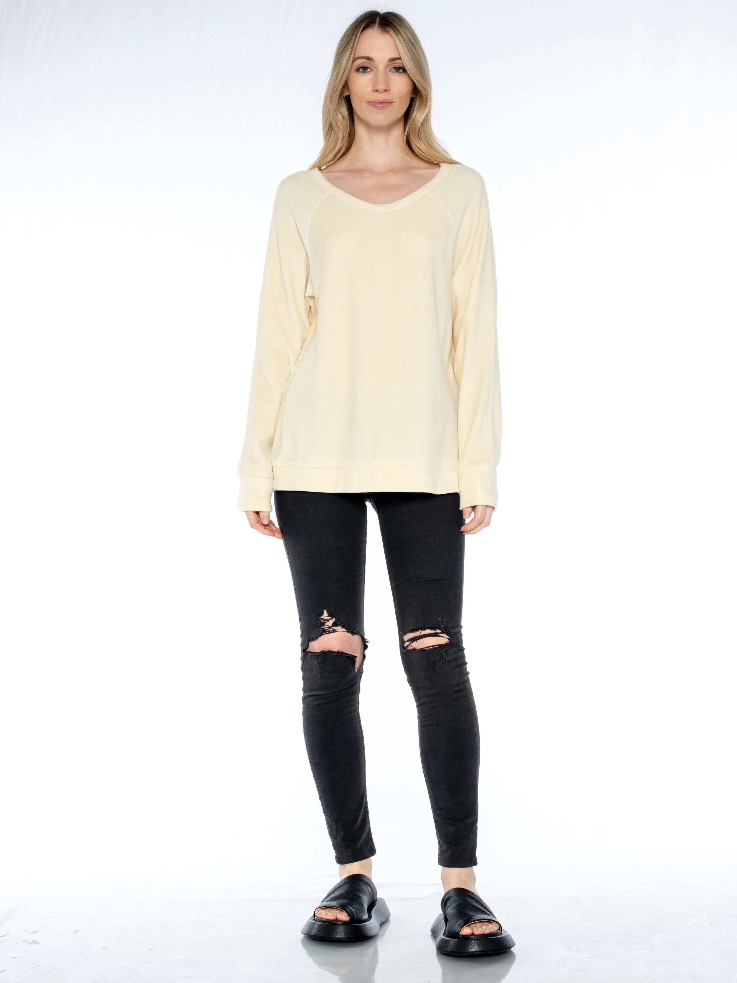 Crew L/S Raglan Tunic Velour Sweatshirt