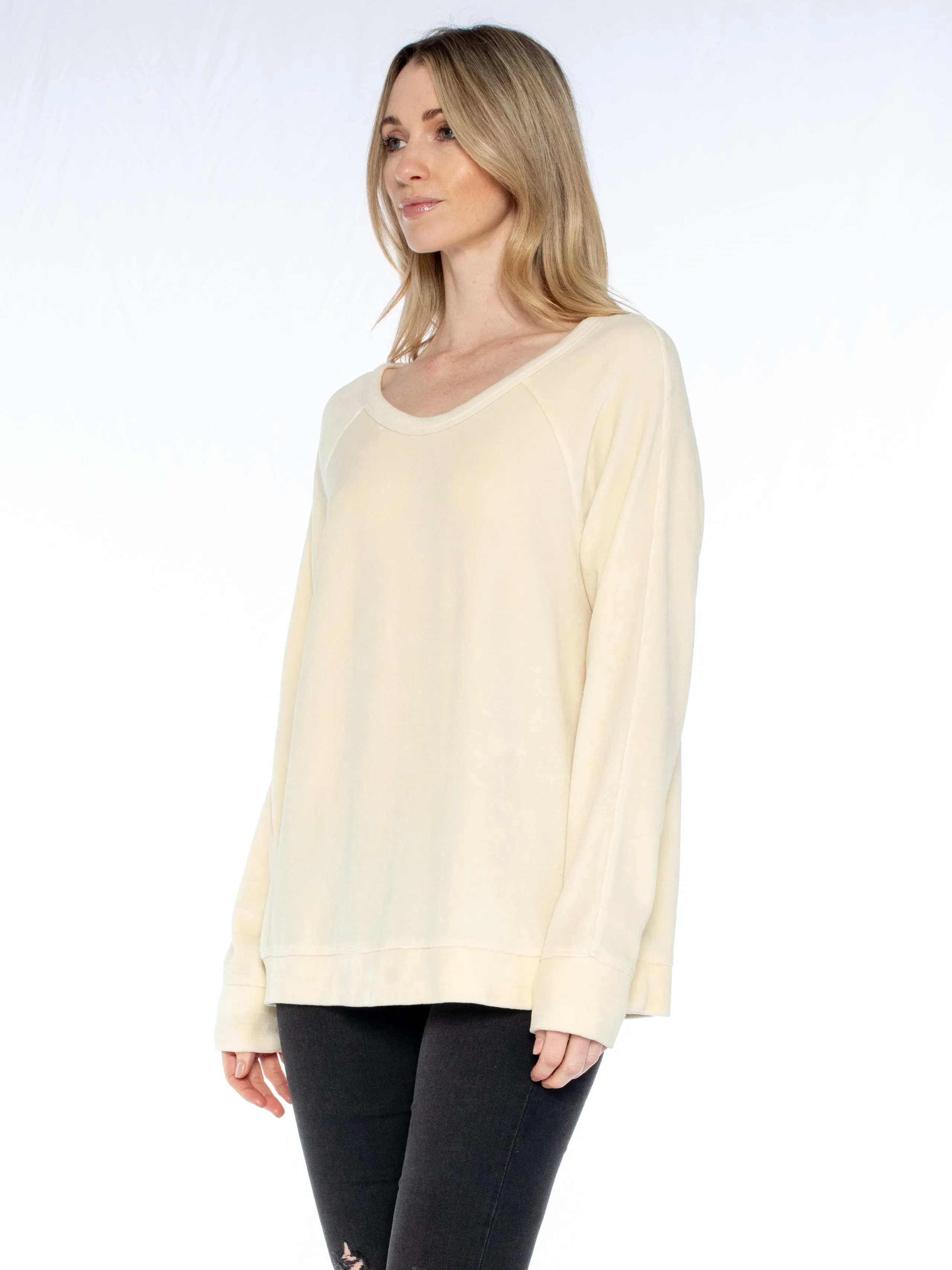 Crew L/S Raglan Tunic Velour Sweatshirt