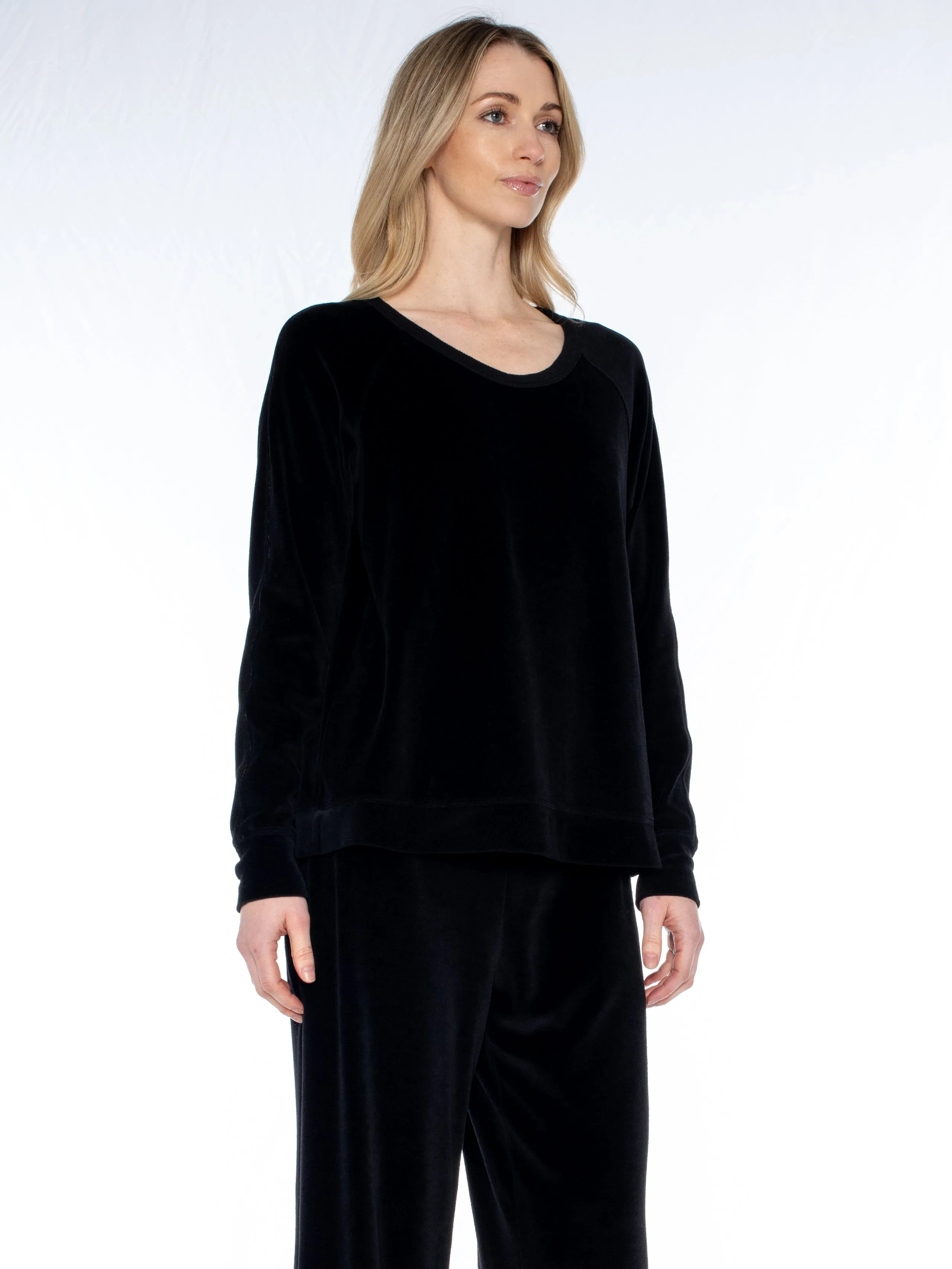 Crew L/S Raglan Tunic Velour Sweatshirt