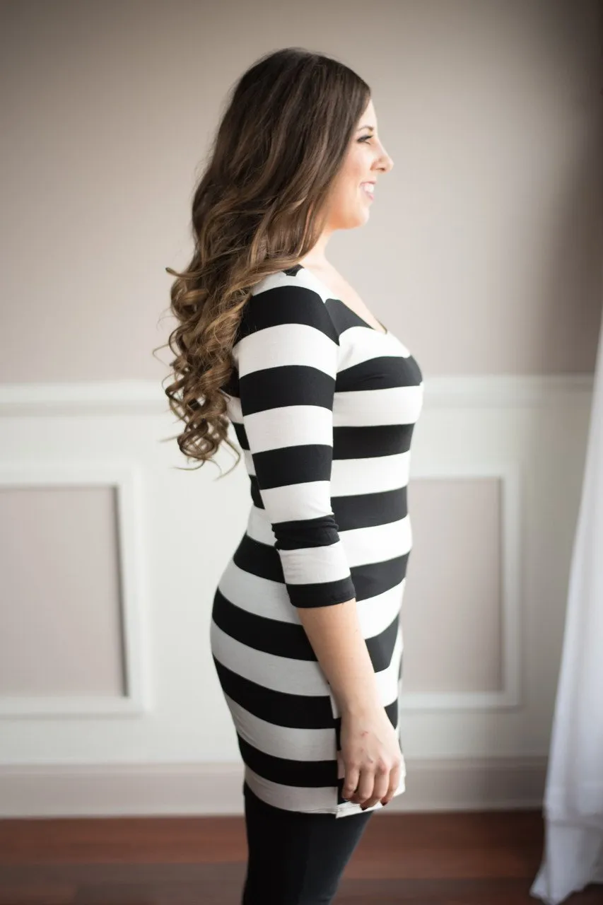 Dainty & Sweet Striped Black Top