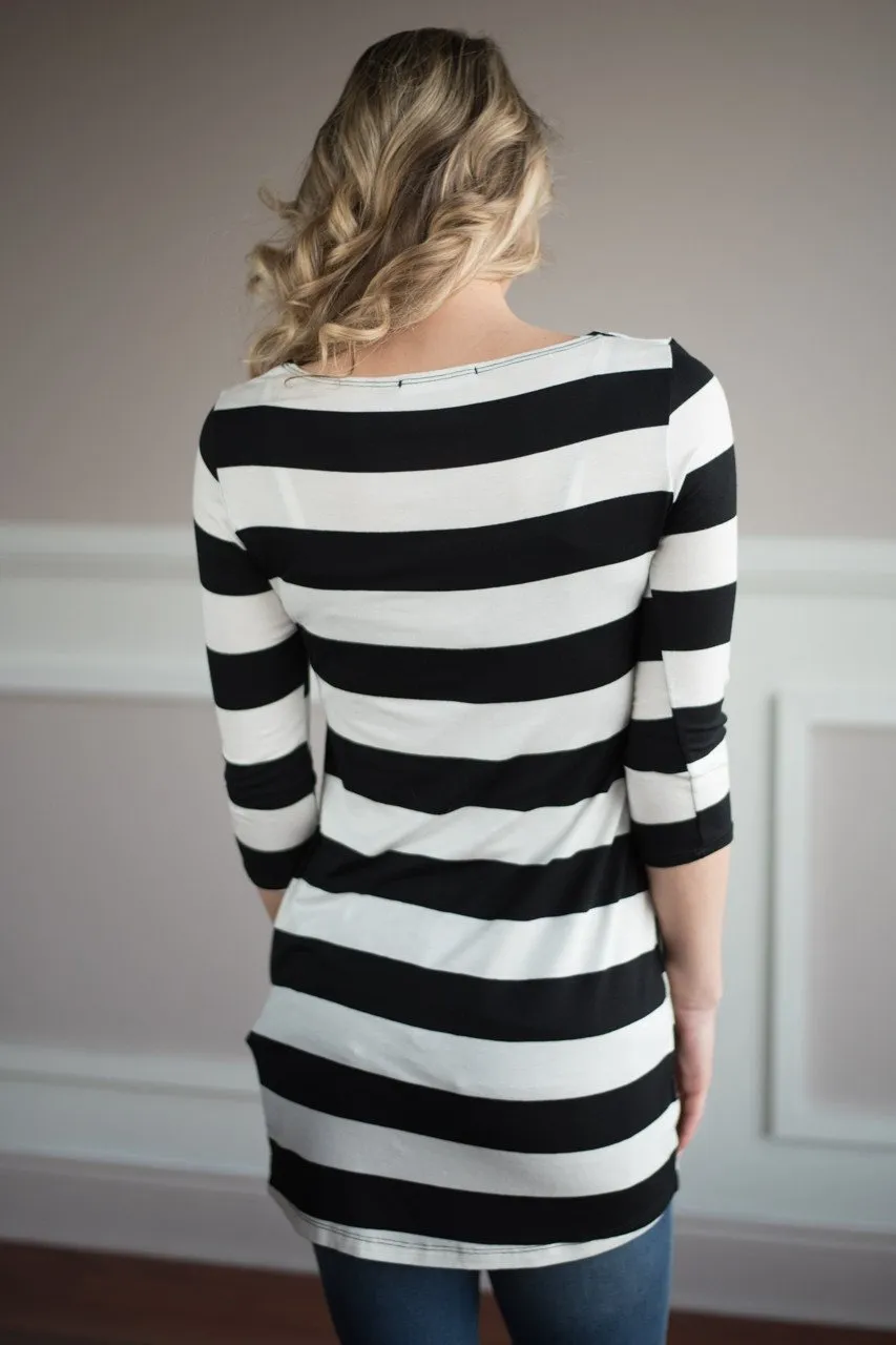 Dainty & Sweet Striped Black Top