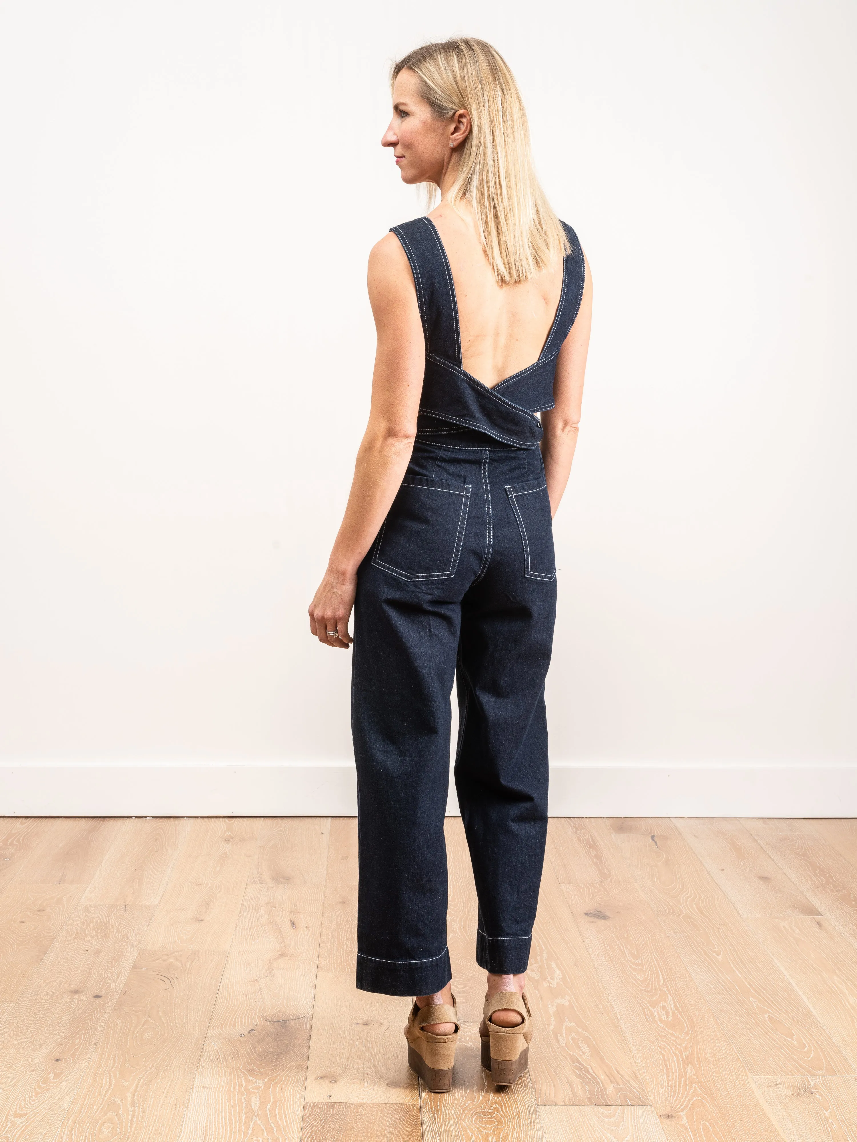 dark denim jumpsuit