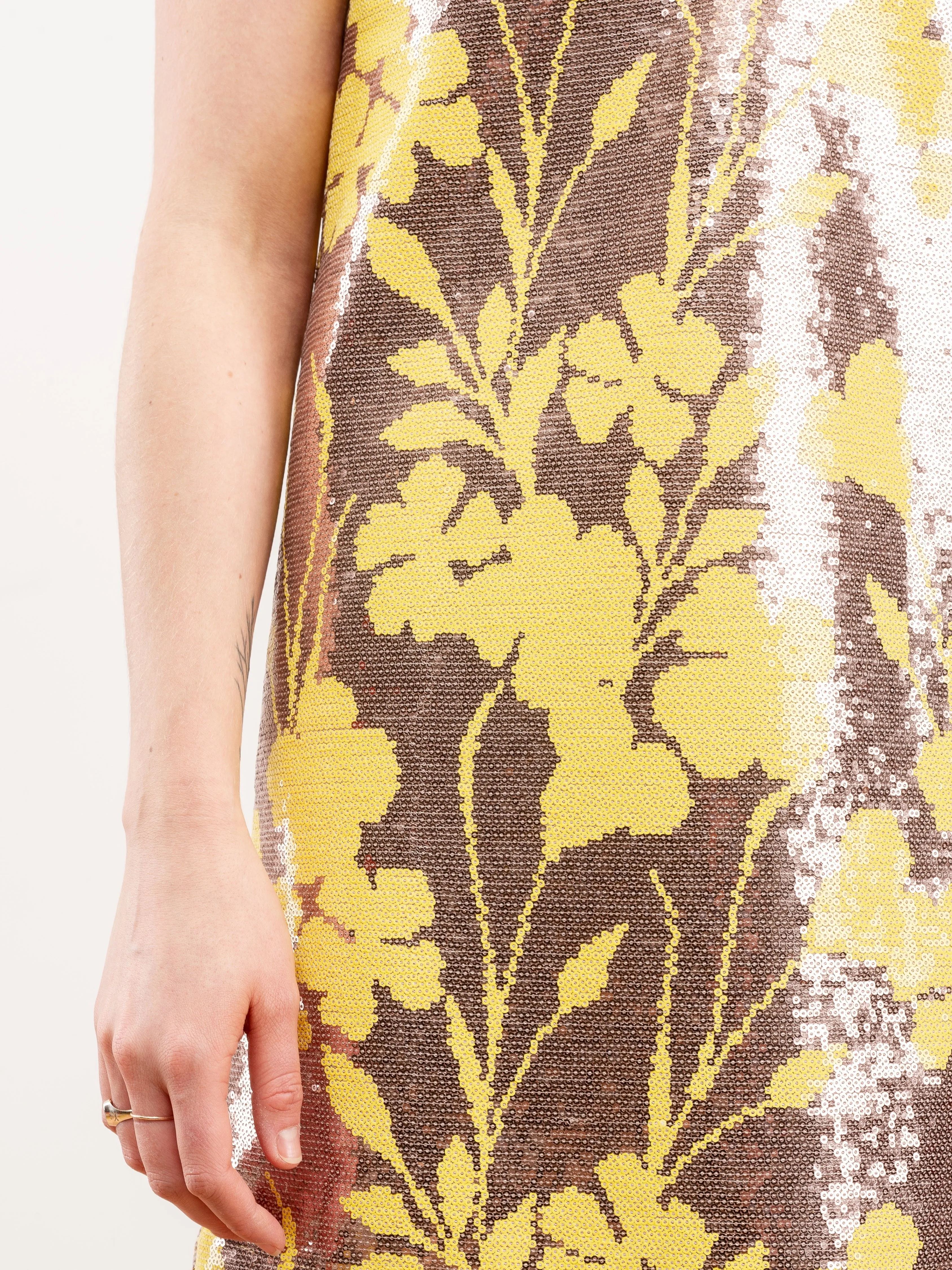 deep v mini dress - sequin floral