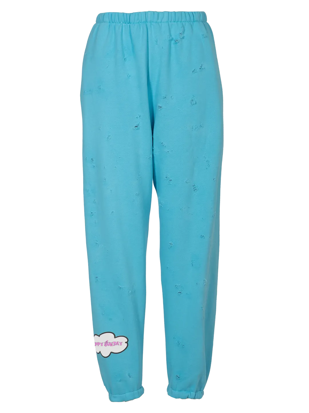 Distressed 'Happy Sunday' Jogging Pants