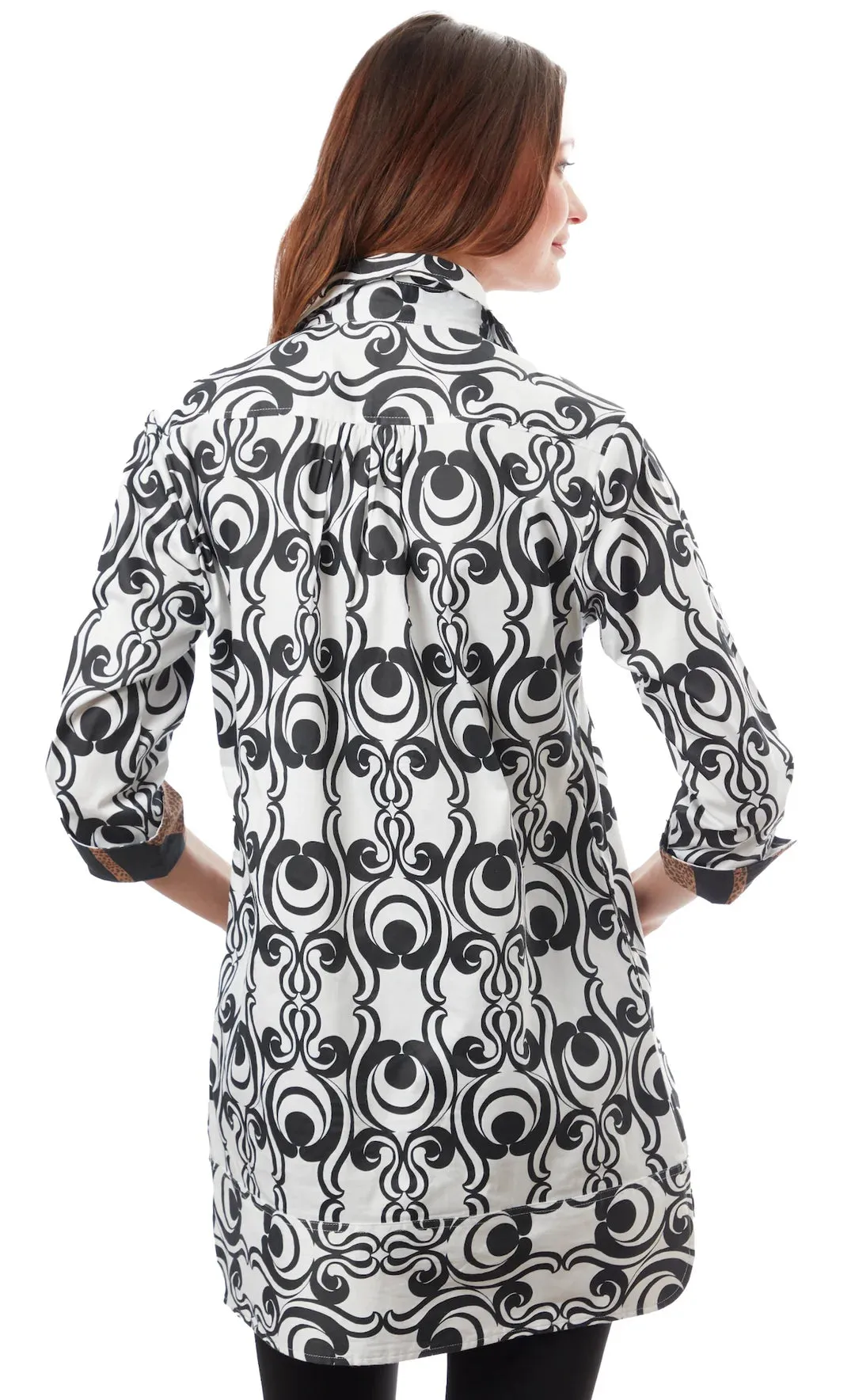 Dizzy Lizzie Vail Black And White Geometric Tunic Top
