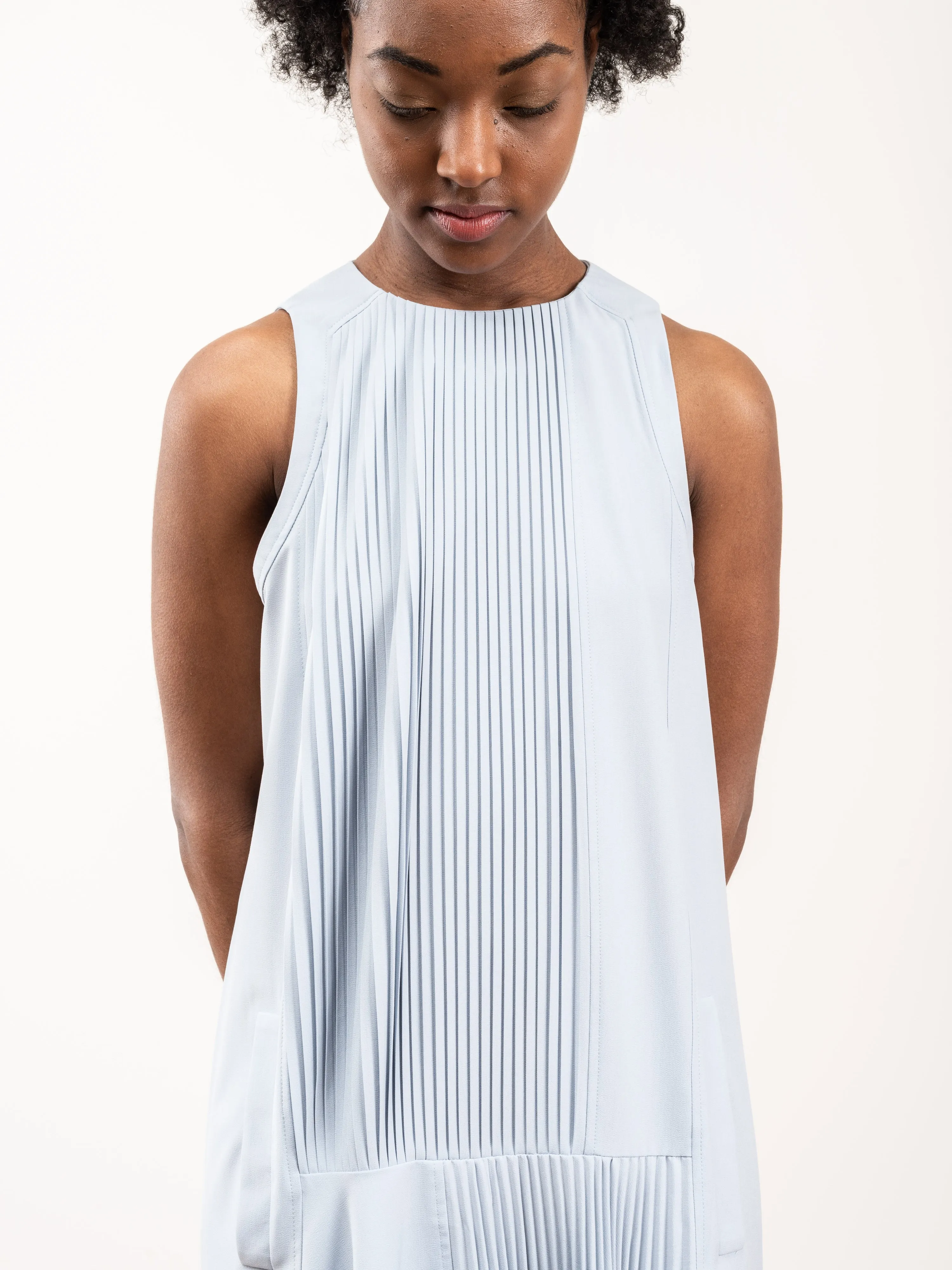 edith pleated sleeveless dress