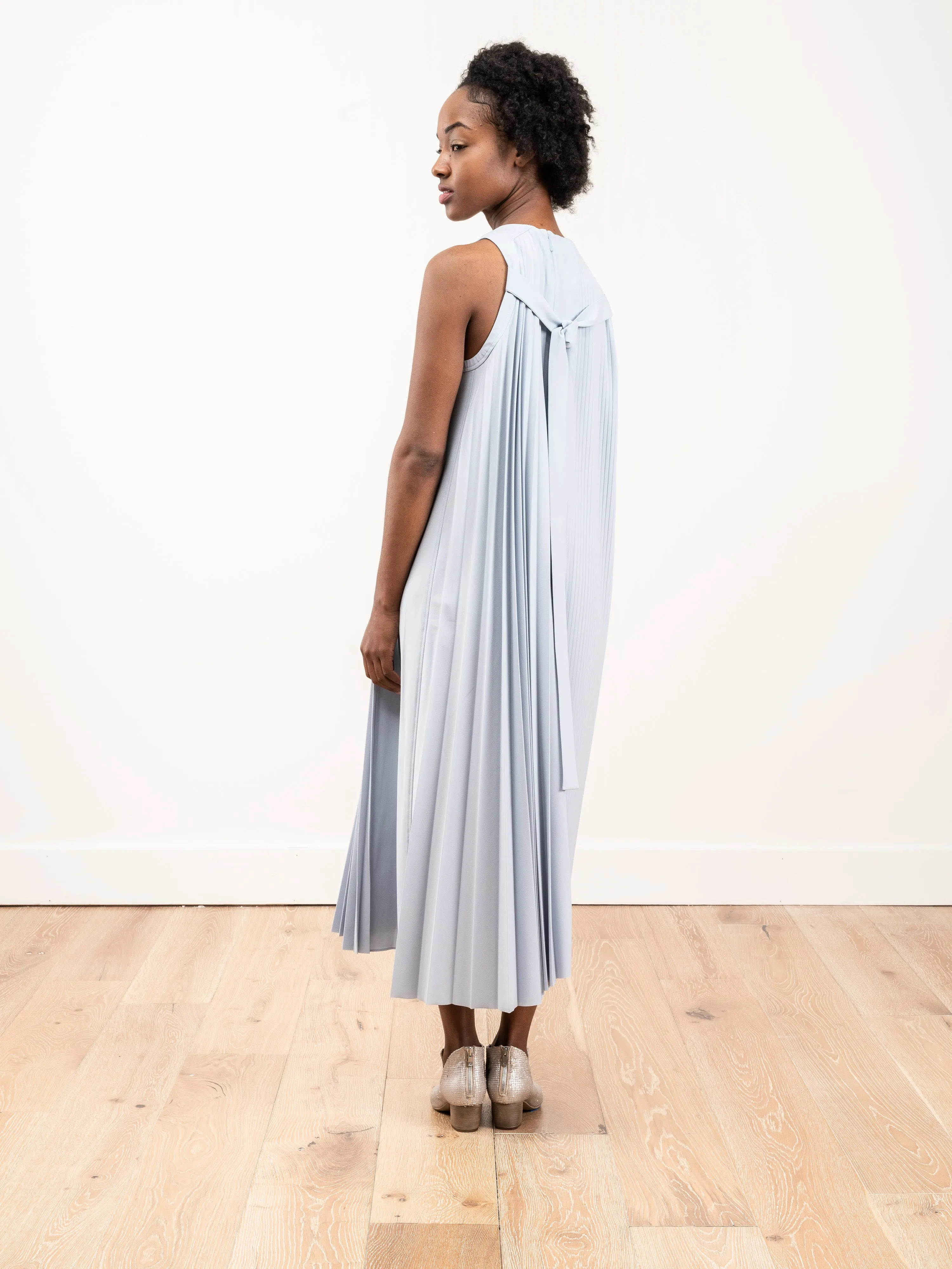edith pleated sleeveless dress