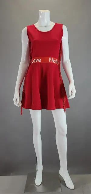 FAshion love Tank Dress with side fringe detail
