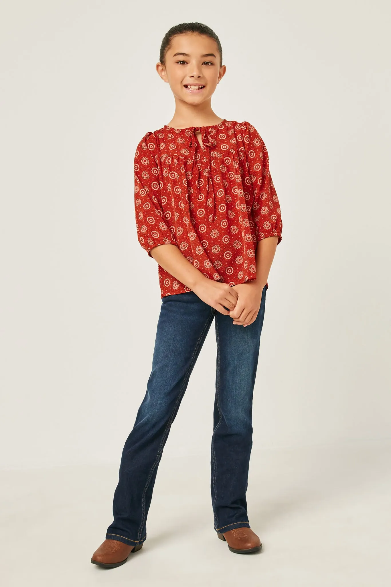 Floral Print Peasant Top