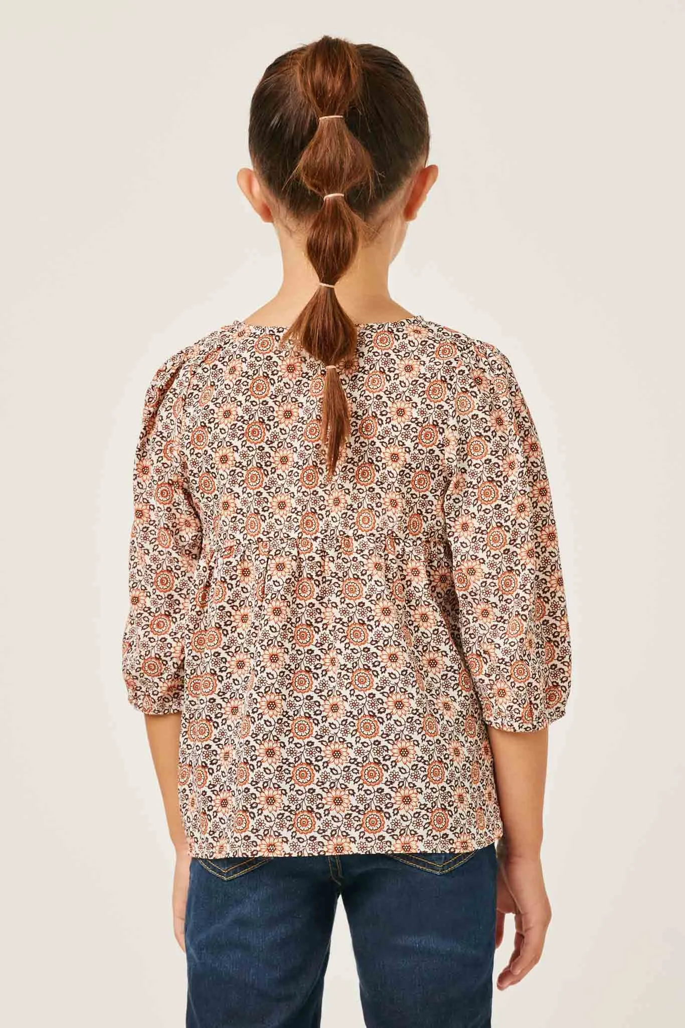 Floral Print Peasant Top