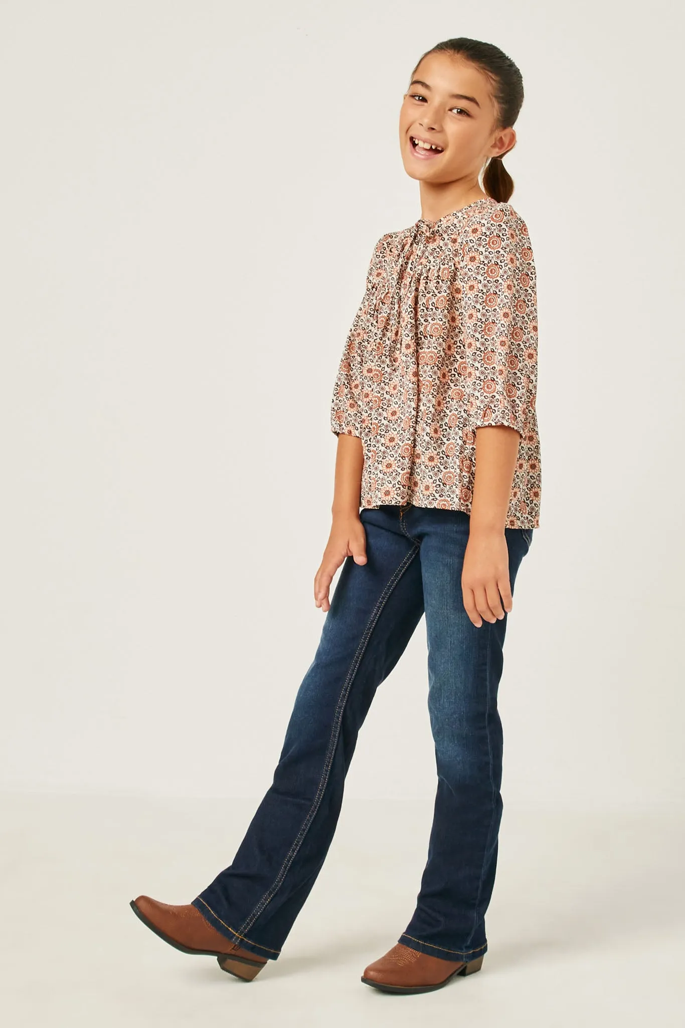 Floral Print Peasant Top