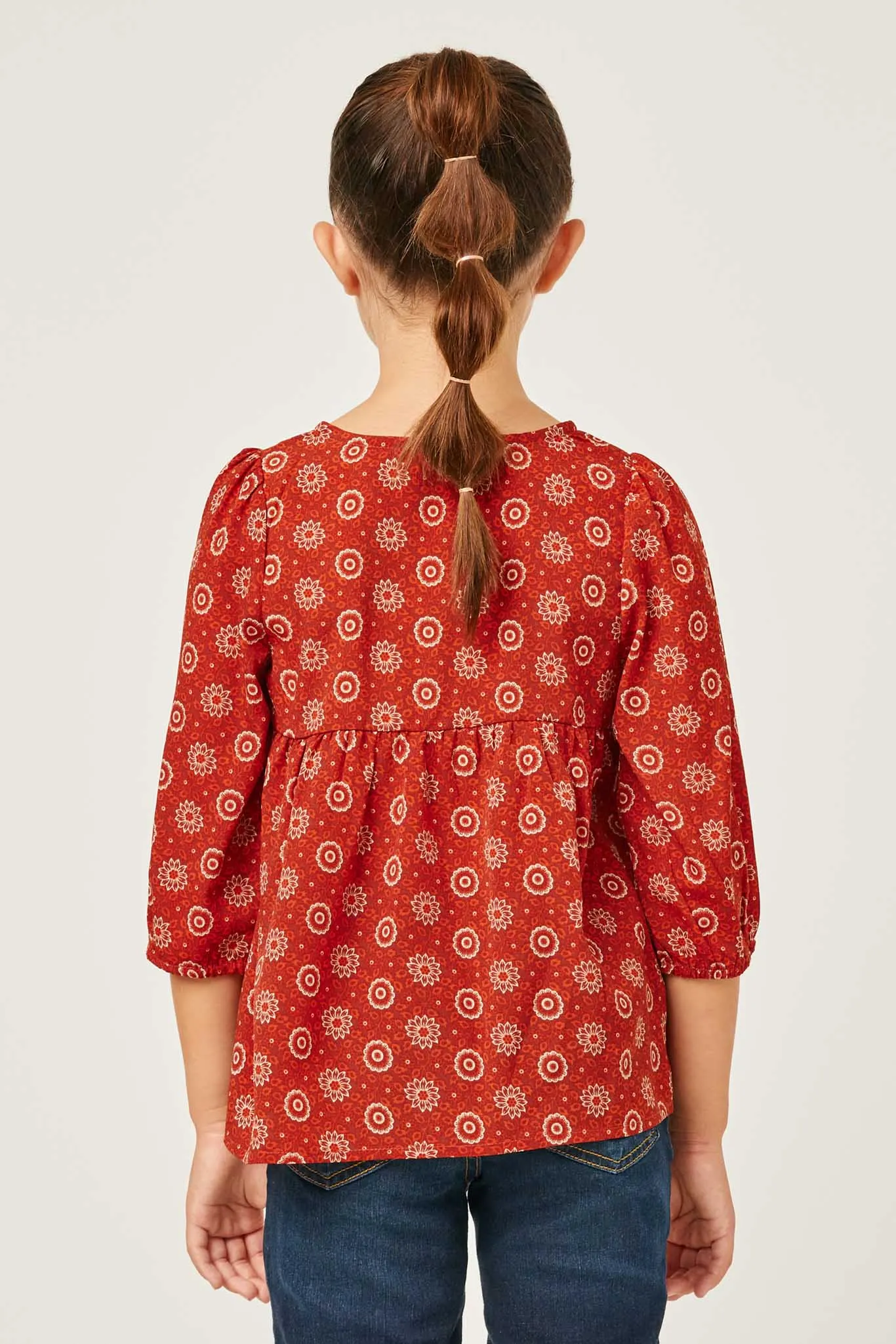 Floral Print Peasant Top